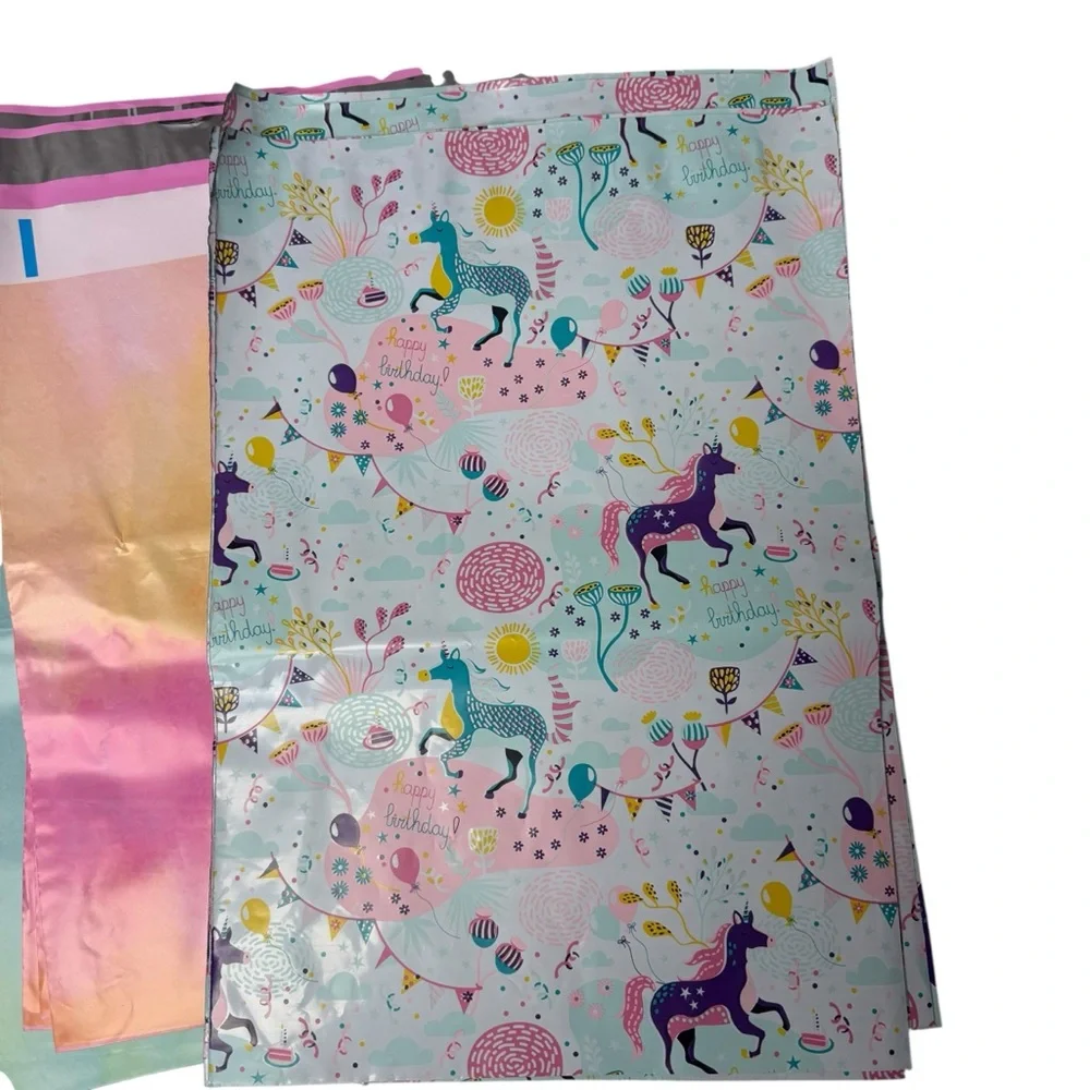20 10”x13” Poly Mailers- Celebration Colorful Unicorn and Emoji Set